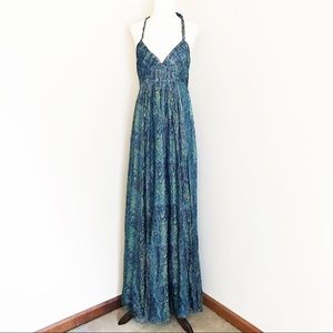 BCBGMaxAzria silk snakeskin print gown teal sz 10